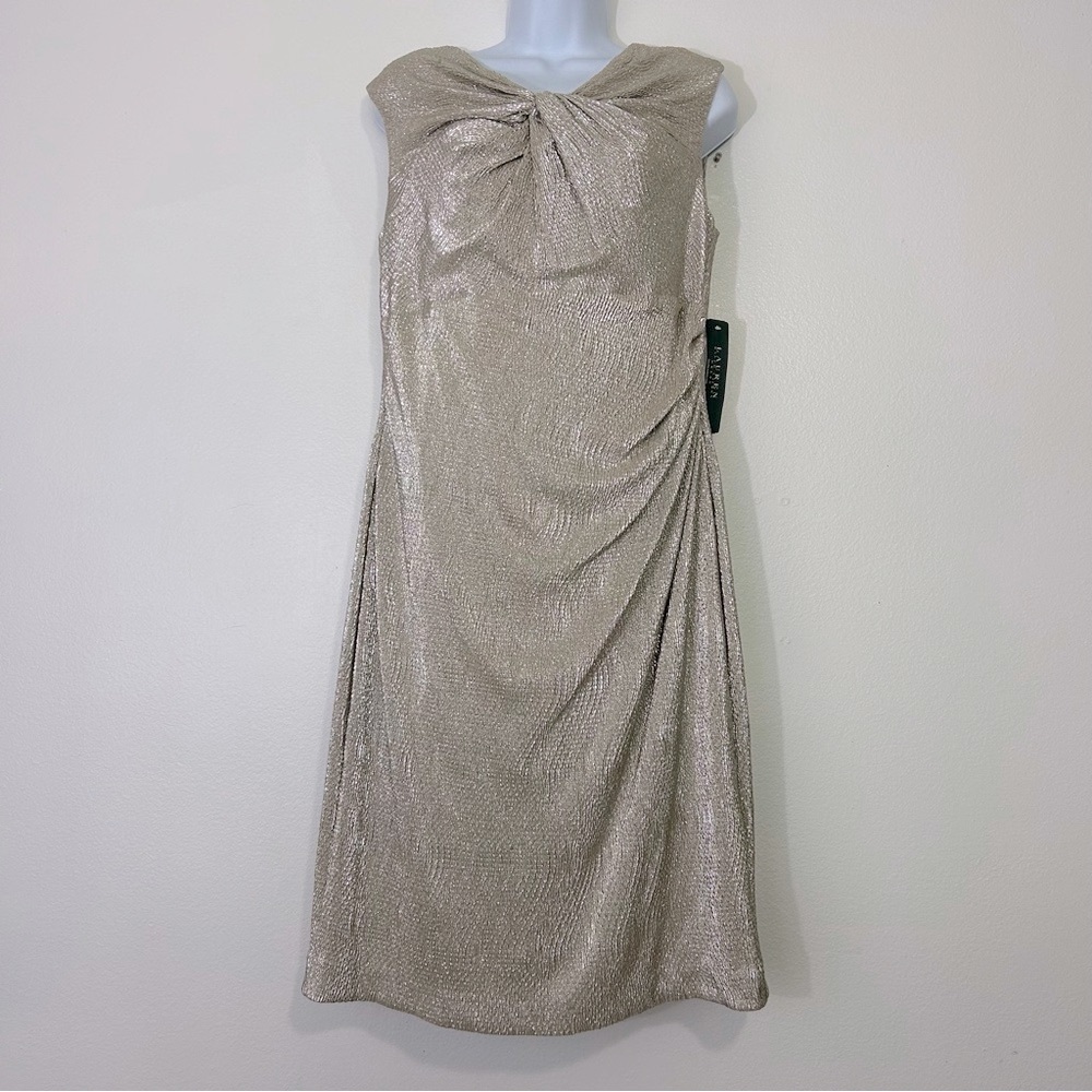 NWT Ralph Lauren Ladies size 14 White Gold Dress